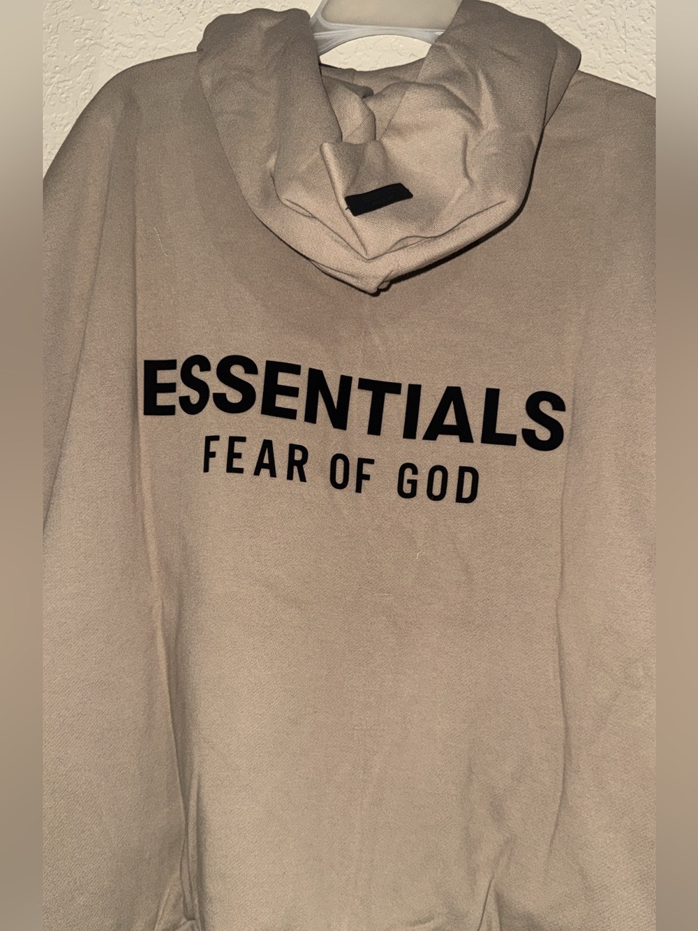 Fear of God ESSENTIALS Hoodie in Beige with Black Logo(Dessert Sand )